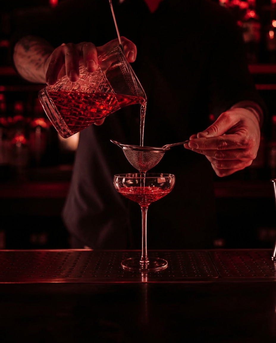Bartender preparing a cocktail at the FEMINA bar