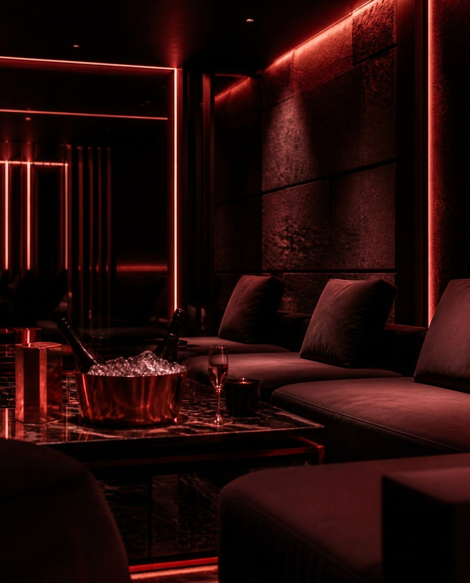Private VIP lounge at FEMINA with champagne on ice